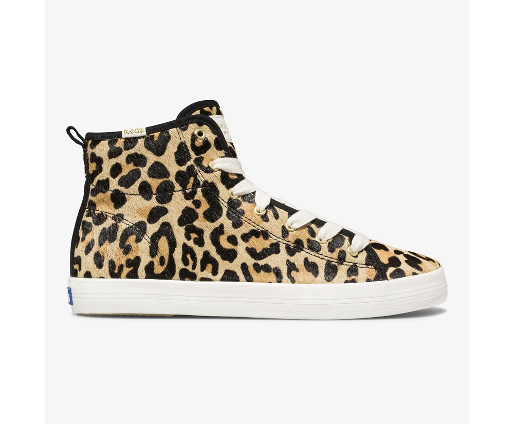 Zapatillas Keds Mujer Marrones - Kate Spade New York Kickstart Hi Leopard Calf Hair - 942-XBUMGI